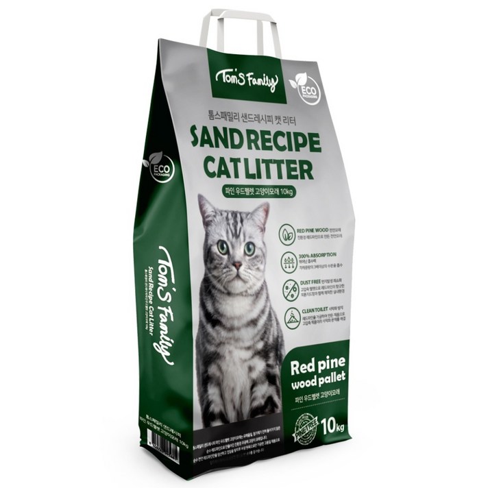 톰스패밀리 샌드레시피 캣 리터 파인 우드펠렛 흡수형 고양이모래, 10kg, 1개, 무향