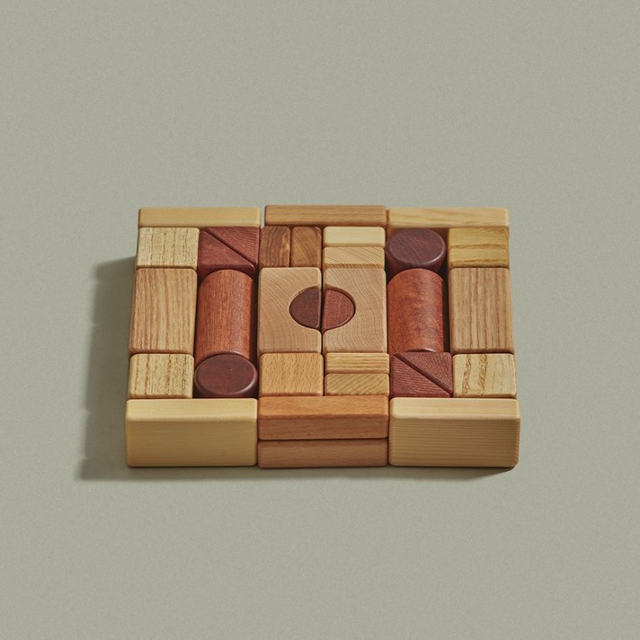 [숲소리] 블럭-천연블럭33P 영유아 원목 블럭 교구 장난감 선물, 1) 단품