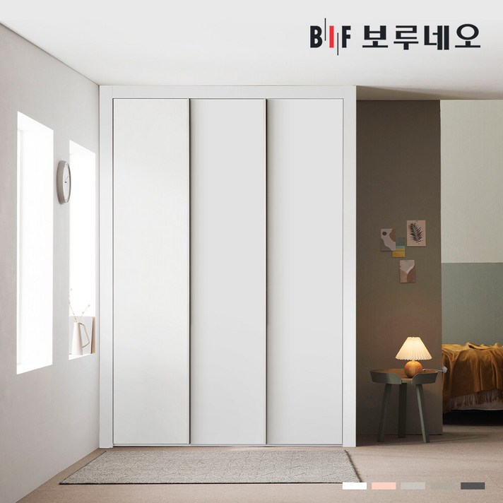  보루네오 180cm 네오 여닫이 작은방 붙박이장, 코랄핑크 180cm 
