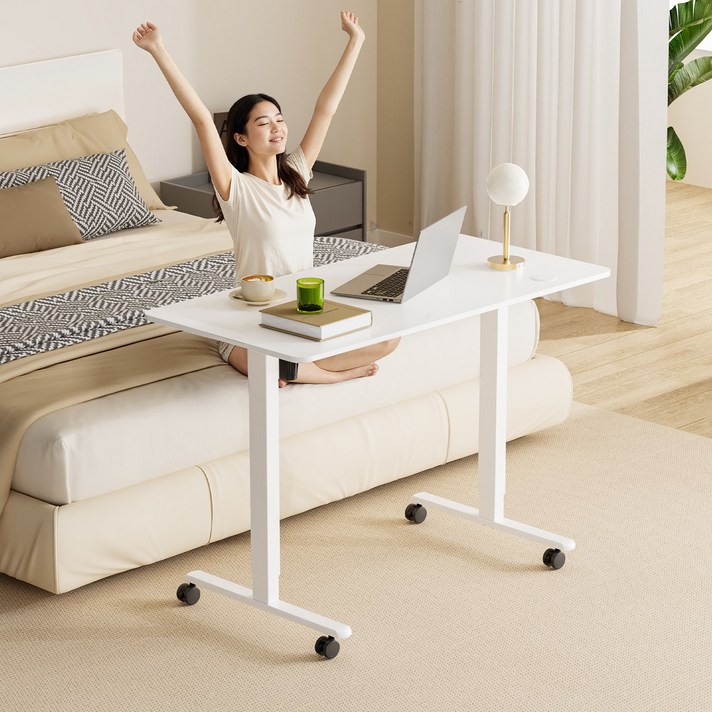 Homall 모션데스크 PE03 전동 높이조절 스탠딩 책상 이동식 공부 사무 게임용 조절 스탠드 테이블, 화이트