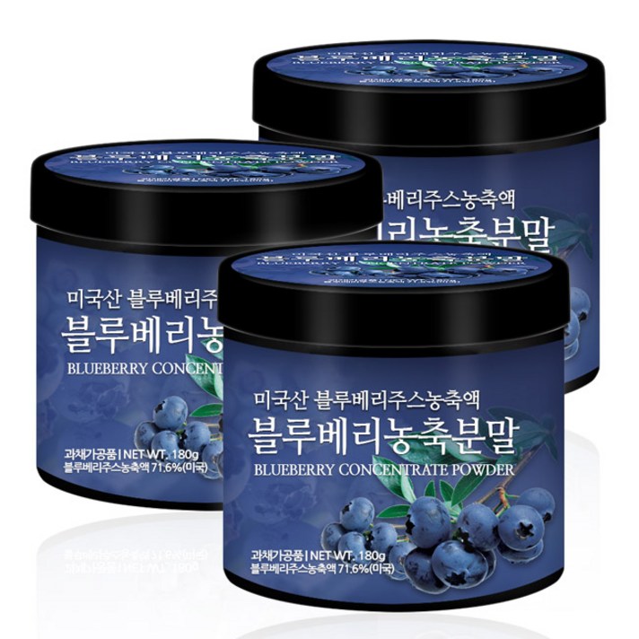 푸른들판 블루베리 농축 분말 가루, 3개, 180g