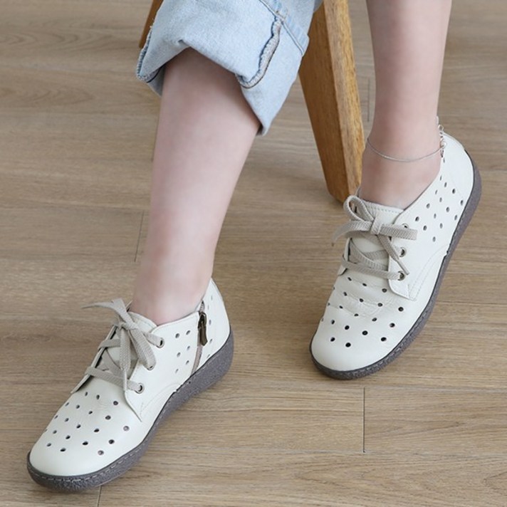 [지쎄 천연양가죽 수제화] 라운드 펀칭 캐쥬얼 슈즈 [3color] 카멜브라운