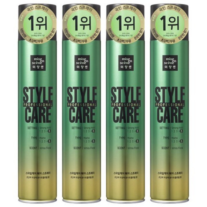 미쟝센 스타일 케어 헤어스프레이 화이트플로랄, 300ml, 4개