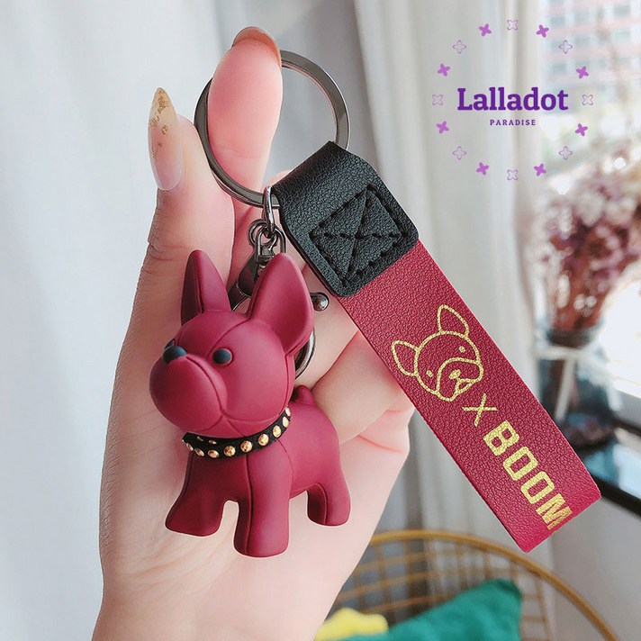 [사은품증정] 랄라닷 불독 자동차키링 무료 각인서비스 2+1=3 열쇠고리 키홀더 가방고리, 와인독