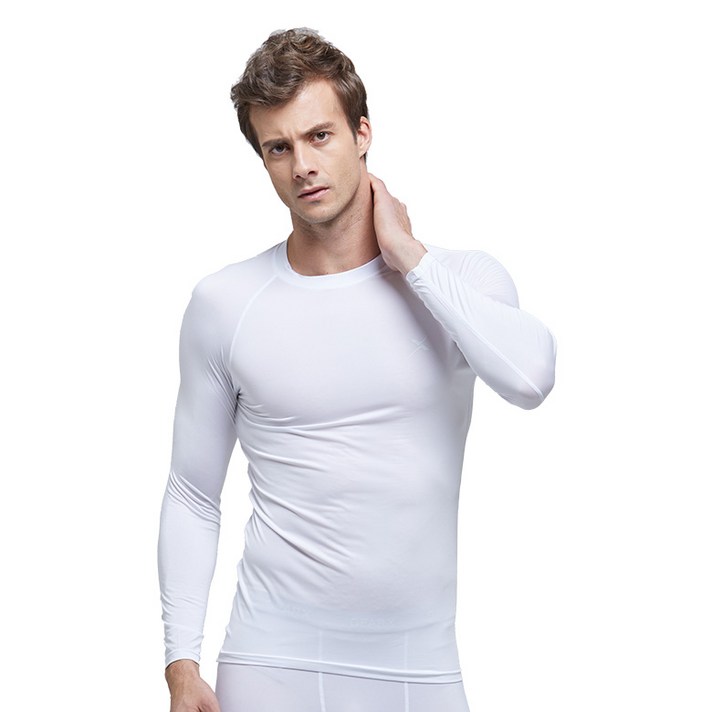 기어엑스 남성용 일반 여름 긴팔라운드넥 냉감 언더레이어 상의