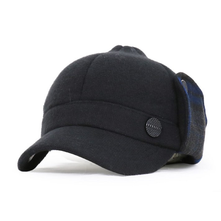 베이직엠 남성 여성 겨울 야구모자 볼캡 체크 귀달이 보카시