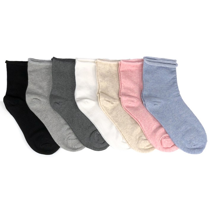 여자 패션 무압박 양말 돌돌이 무지 7켤레