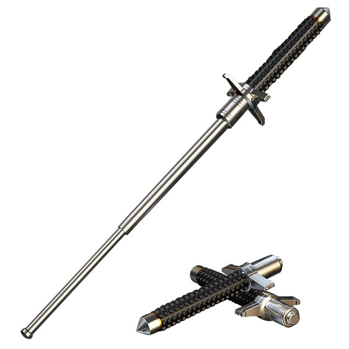 ANYOU 호신용품 삼단봉 다기능 합금강 호신용 3단봉, 실버화이트, 1개