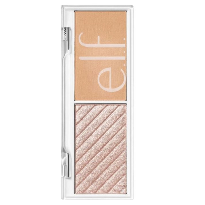 elf 바이트-사이즈 페이스 듀오 하이라이터 + 블러쉬 4.6g, 1개, Cantaloupe