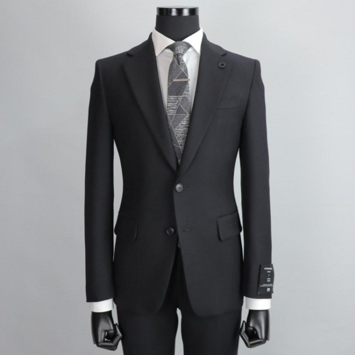 지오송지오 ZVW11750 블랙 솔리드 울 스판 슬림핏 수트