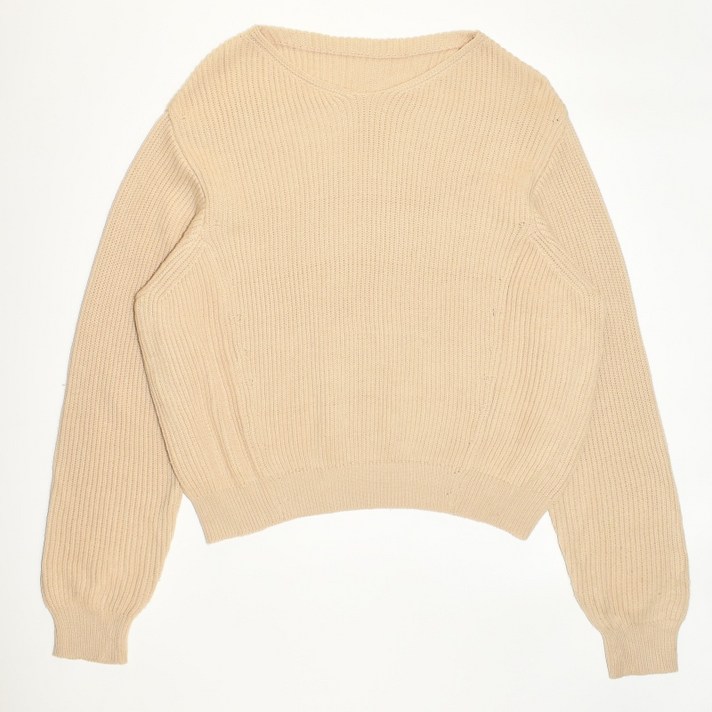 보웬BOWEN 베이지 면 브이넥 루즈핏 니트티셔츠 F 여성 WN4037 빈티지테크