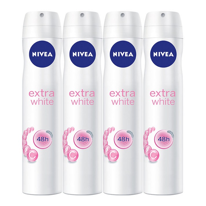 니베아 스프레이 엑스트라 화이트 데오드란트, 200ml, 4개