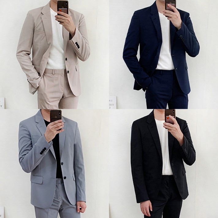 봄 여름 가을 캐주얼 정장 세미 스판 수트