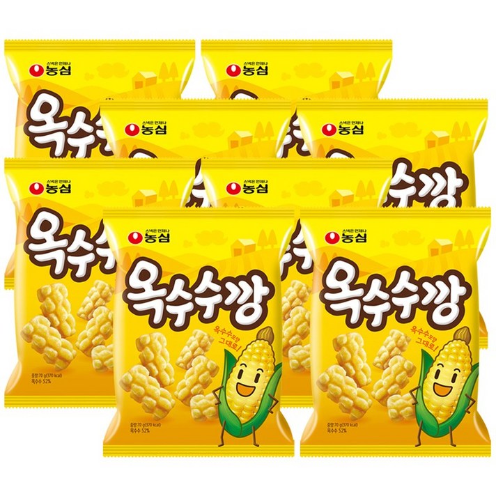 농심 옥수수깡 46년 만에 새로운 깡 등장 스낵 과자 옥수수 새우깡, 70g, 8개