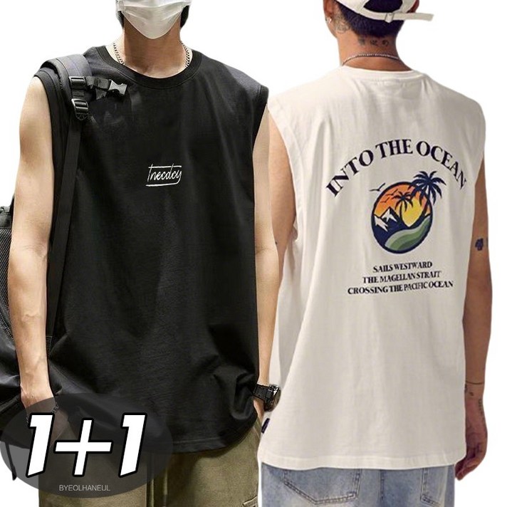 별하늘 11 남성 여름 빅사이즈 라운드 나시티 민소매 티셔츠 2P