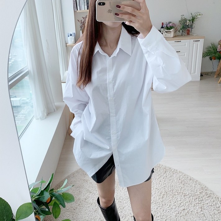 여성 여자 면 코튼 오버핏 루즈핏 레이어드 롱 빅사이즈 베이직 남방 흰 셔츠 여성 여자 면 코튼 오버핏 루즈핏 레이어드 롱 빅사이즈 베이직 남방 흰 셔츠