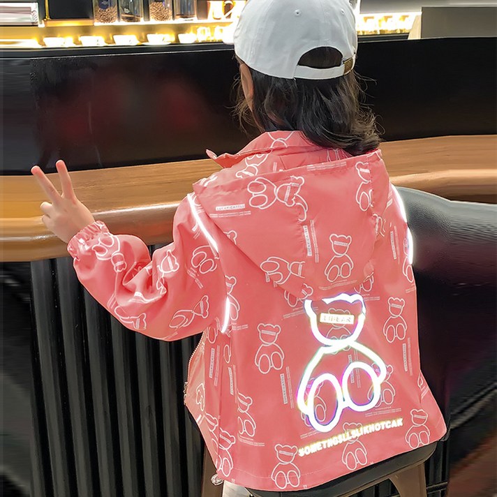 쁘띠앙쥬 유아동 여아 봄가을 바람막이 베어점퍼