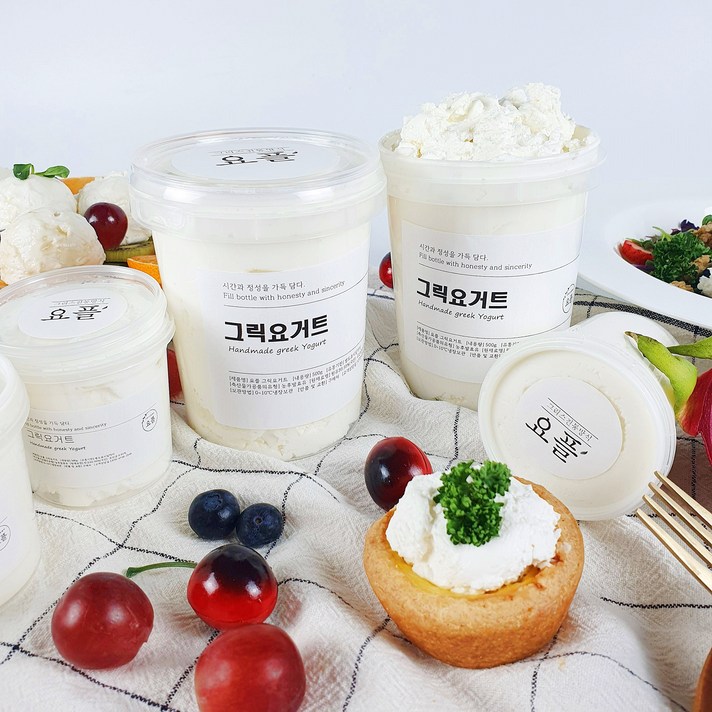 [당일발송/수제생산]요플 무가당 대용량 그릭요거트 500g 무설탕 요거트 다이어트 당 무첨가무설탕 아기 생크림 더진한 떠먹는 플레인 무지방 저지방 요플레 그래놀라 샐러드 클래식, 그릭요거트500g 2개 + 그래놀라 1개 + 꿀 10개