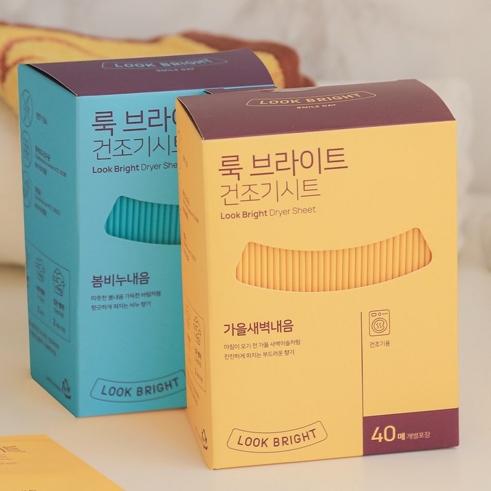  룩브라이트 건조기시트지 드라이 종이 섬유유연제 정전기방지, 2개, 봄비누내음 