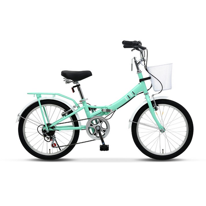 삼천리자전거 KARA 민트 미니벨로 20인치 접이식 접이형 바구니 미니 생활 접이식자전거 2021년형, 140cm