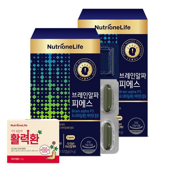 뉴트리원 뇌영양제 포스파티딜세린 인지력 기억력 개선 도움 수험생 비타민E, 2box(2개월분), 60캡슐