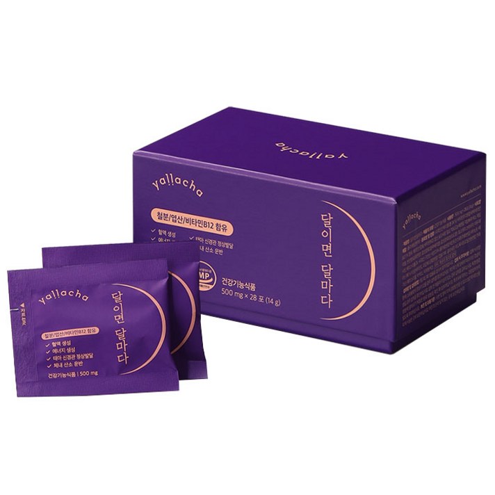 얄라차 맛있는 포도맛 츄어블 철분제 달이면 달마다, 28개입, 1box