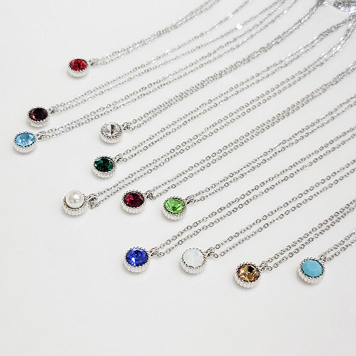 망고베리 써지컬스틸 탄생석 데일리 원석 목걸이