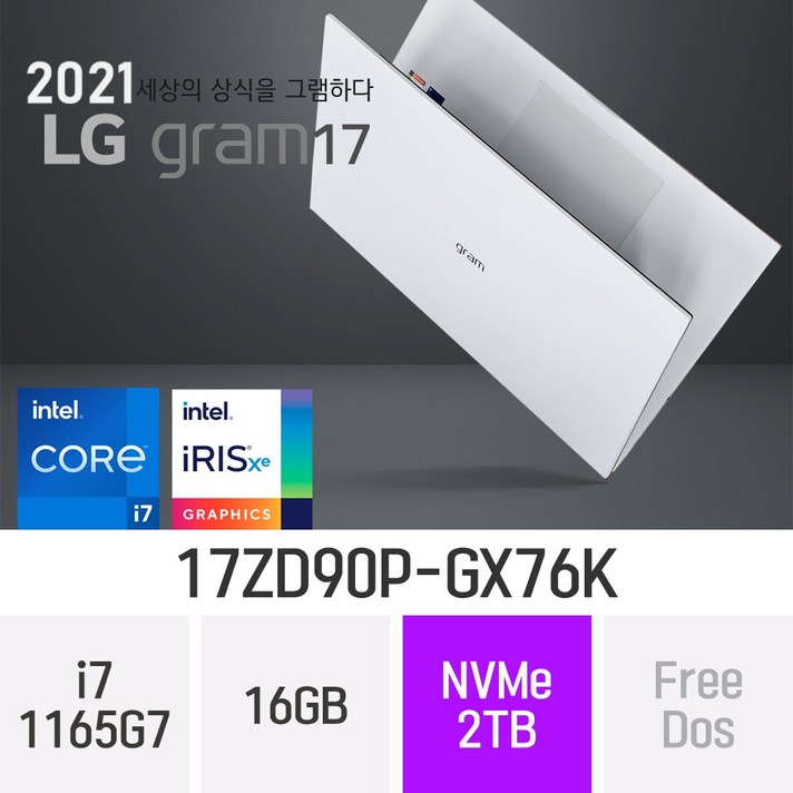 ((입고완료 / 오늘출발)) LG 2021 그램17 17ZD90P-GX76K [한컴 오피스 증정], 2TB, 윈도우 미포함, 16GB