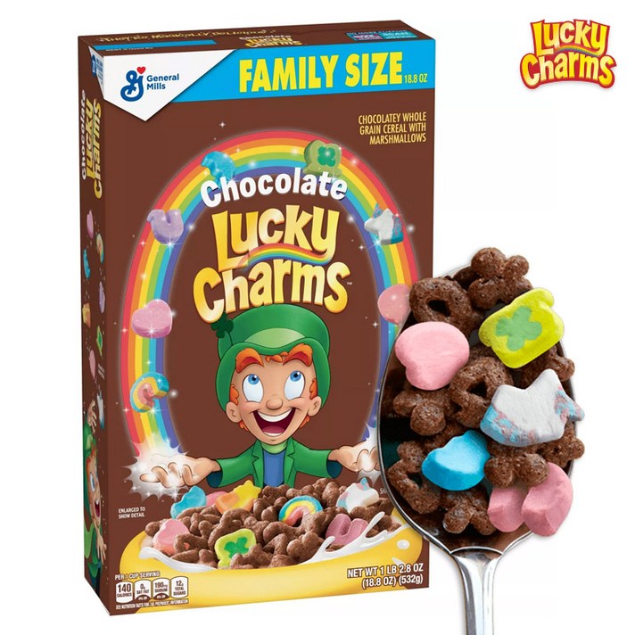 제너럴밀스 럭키참스 마쉬멜로 초콜렛 시리얼 532g, GM-Lucky-Charms-Chocolate-Family-19.5oz
