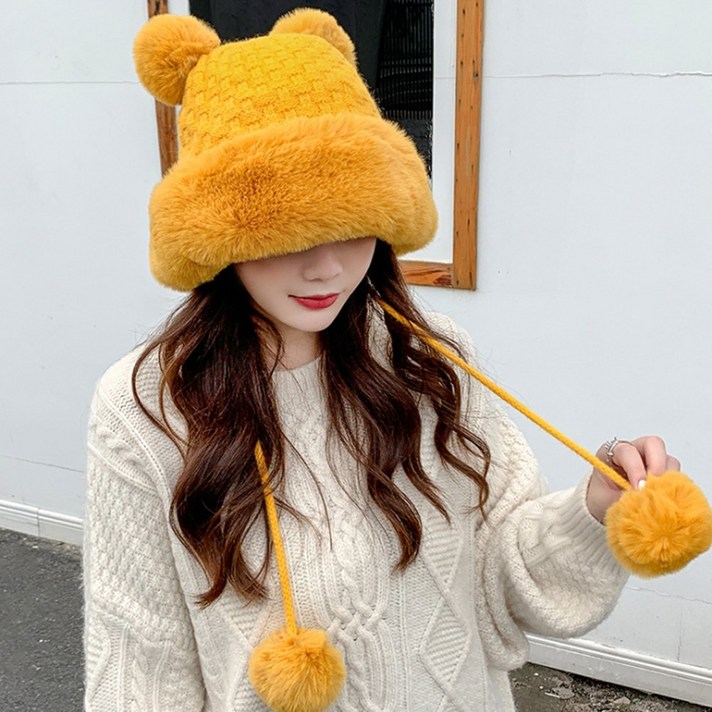 겨울 여성방울 털 모자