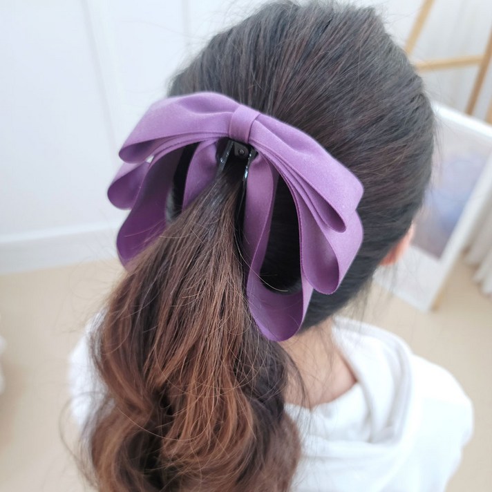 핸드메이드 리본바나나핀 바나나핀 리본핀 여성헤어핀 왕리본 나비 헤어악세사리 바나나집게핀 반묶음 올림머리 3color