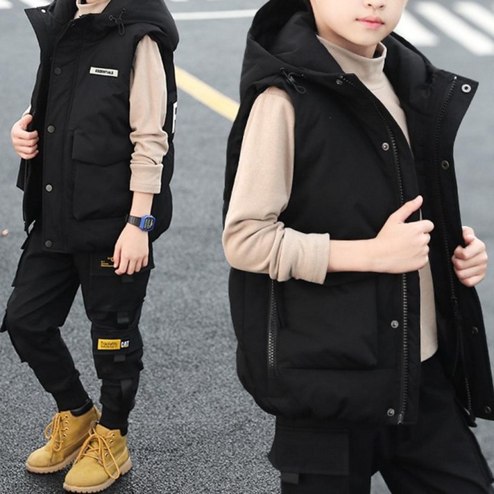 조끼 패딩 후드 간절기 조끼 주니어 H0102301