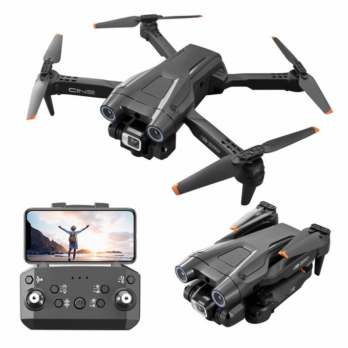  I3PRO 4K 고성능 장애물 회피 드론 장시간 비행 옵티컬 플로우 포지셔닝 듀얼 카메라 드론 + 한글 설명서, 검은색 