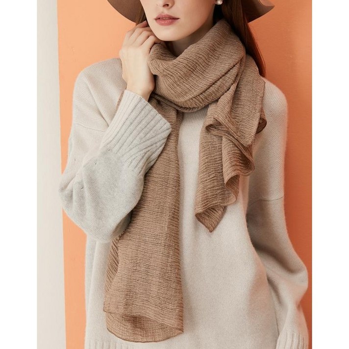 닥스 21SS 이지케어 베이지 솔리드 주름 스카프 DCSC1E951I2