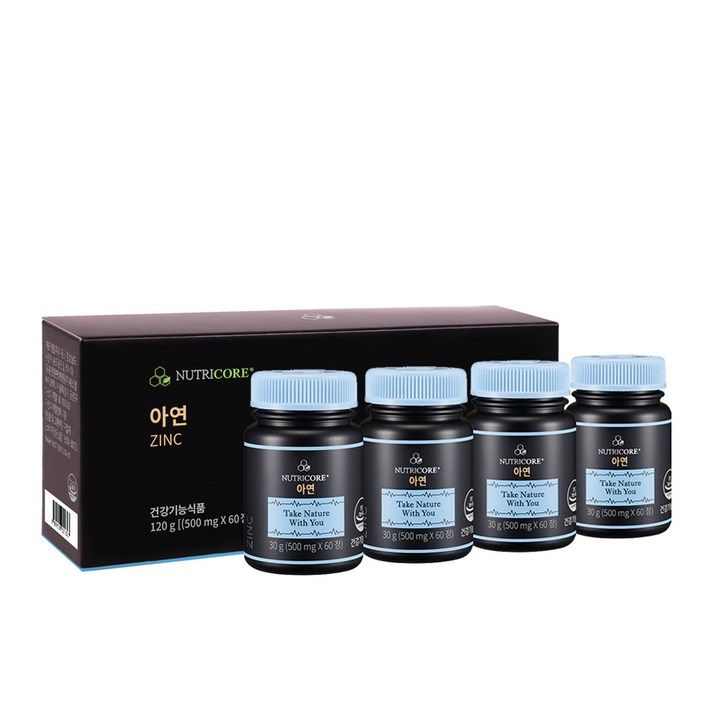뉴트리코어 아연 3+1개입 500mg X 60정 8개월분(면역/항산화/미네랄)