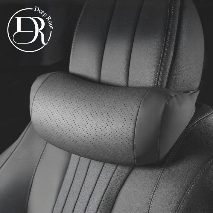 딥루트 차량용 프리미엄 헤드레스트 가죽 목쿠션, 2개, 블랙