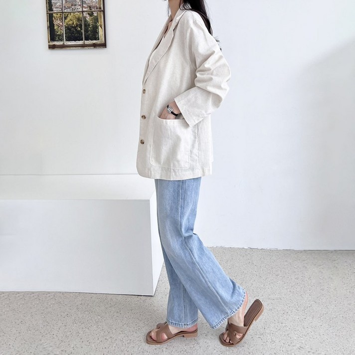 여성 린넨 여름 마자켓 빅사이즈 오버핏 데일리자켓
