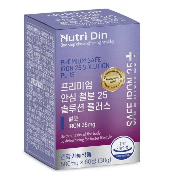 뉴트리딘 프리미엄 안심 철분 25 솔루션 플러스, 1개, 60정