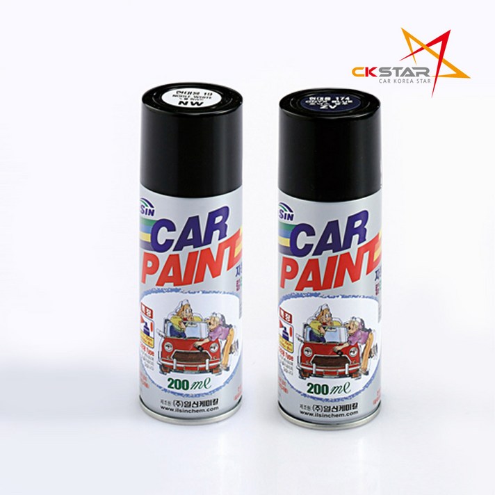 일신 스프레이 카페인트 기아 에보니블랙 EB 칼라 200ml + 마감용 투명 16 200ml, 1세트