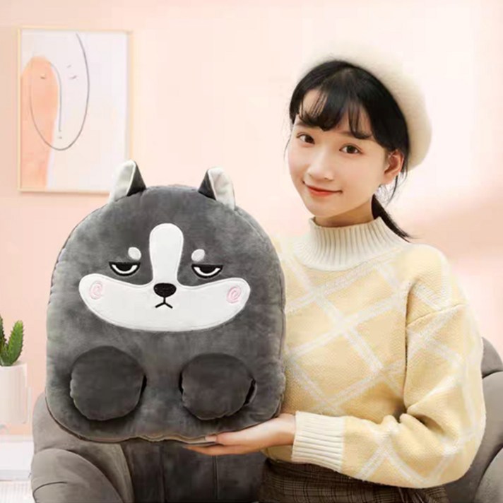 희아랑 허스키 온열발난로쿠션 발열 방한화 실내화 털실내화 털슬리퍼 사무실 컴퓨터할때 USB발난로