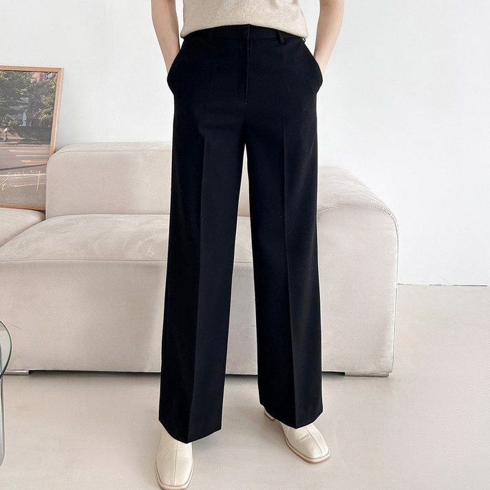 디아웃핏 여성 울 기모 밴딩 슬랙스 스판 바지 팬츠 일자 세미 와이드 부츠컷