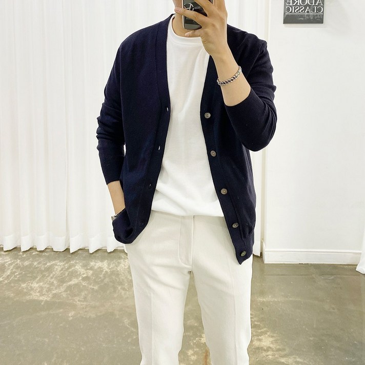 아도르클래식 6컬러 캐시미어 긴팔 니트 가디건