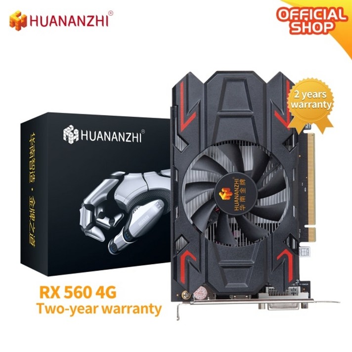 그래픽카드 HUANANZHI RX 560 4GB 비디오 카드 GPU RX 560 570 580 590 2G 4G 그래픽 카드 GDDR5 DVI VGA HDMI 호환 게임 컴퓨터, RX 560 4G