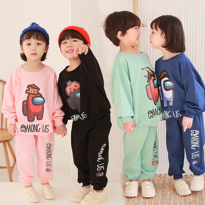 봄/가을 어몽어스 맨투맨 상하세트 M사이즈 5-7세