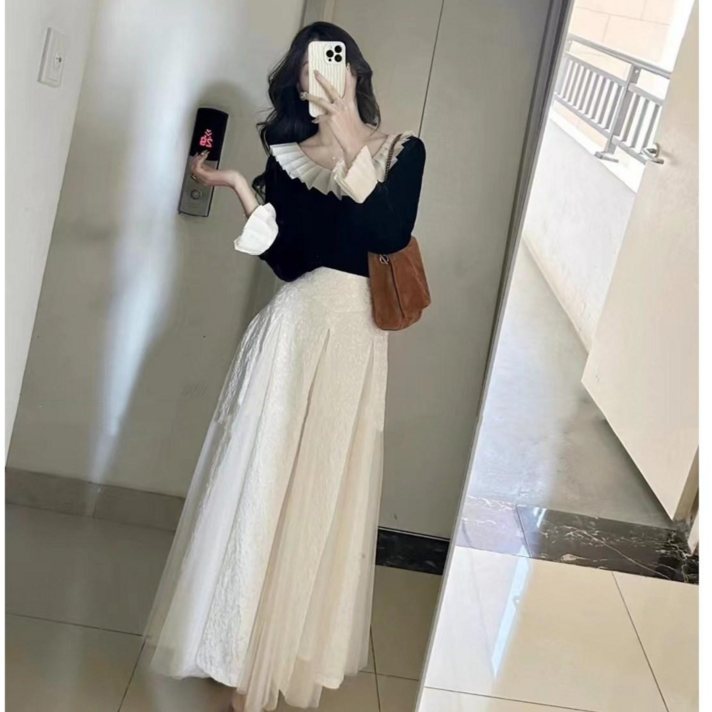 비비디아 Bibidia 2024 가을 신상 여성 긴팔 치마세트 투피스 롱치마 하객룩 5418 비비디아 Bibidia 2024 가을 신상 여성 긴팔 치마세트 투피스 롱치마 하객룩 5418