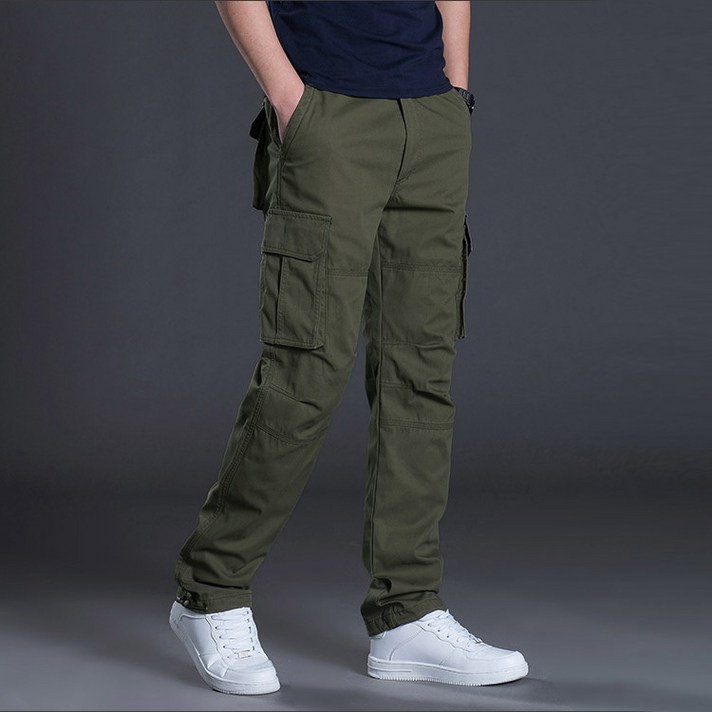  민트스쿨 남성 일자 카고 작업팬츠 면카고 빅사이즈 S~4XL 봄가을용 