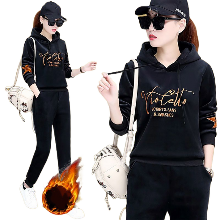 셀럽당 세트 여 추동 트레이닝 세트 기모 도톰 후드 투피스M0585