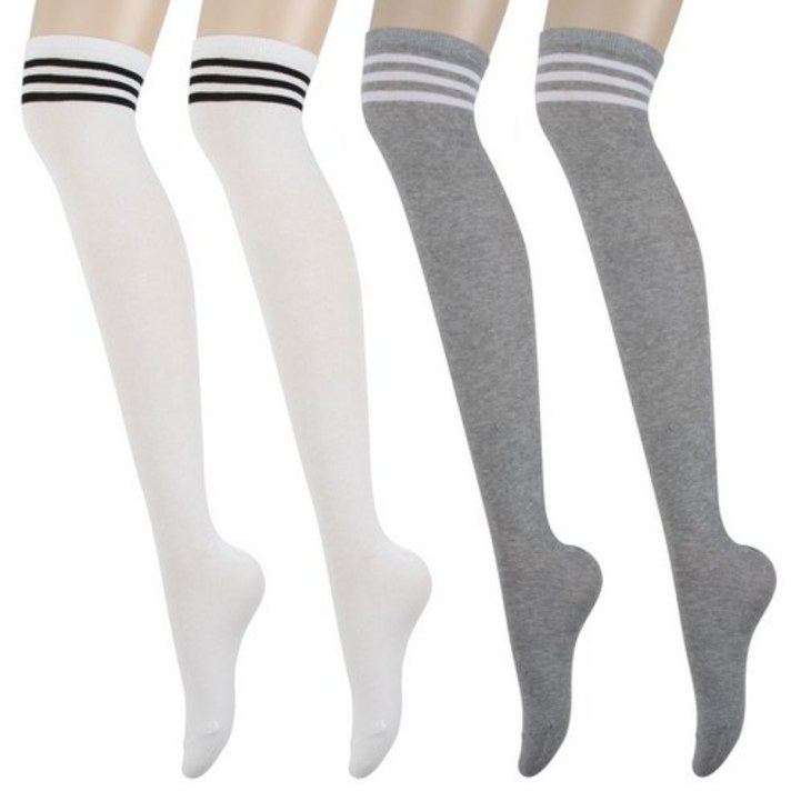 코지라벨 여성용 라인 포인트 하이 니삭스 4p 세트