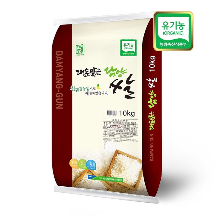  [23년산] 담양군농협 유기농쌀 /당일도정 (상등급) 단일품종 친환경쌀, 1개, 10kg 