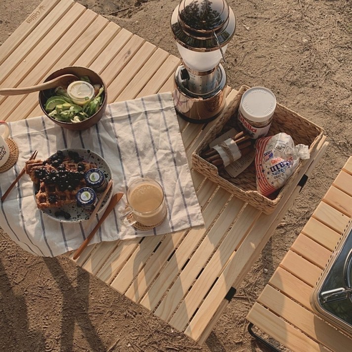 콜리타스 캠핑 우드 롤테이블 900 1200 차박 감성 소나무 원목 테이블 당일배송